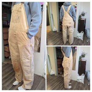 Vintage Carhartt Brown Duck Bib Overalls - Double Knee - USA Made - 22x29